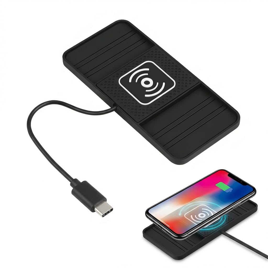 15W Cargador Inalámbrico Coche Cargador Inalambrico Coche con Almohadilla Antideslizante Carga Rápida Qi Compatible Universal para para iPhone 17 16 15 14 13 12 11 Pro MAX Samsung S24