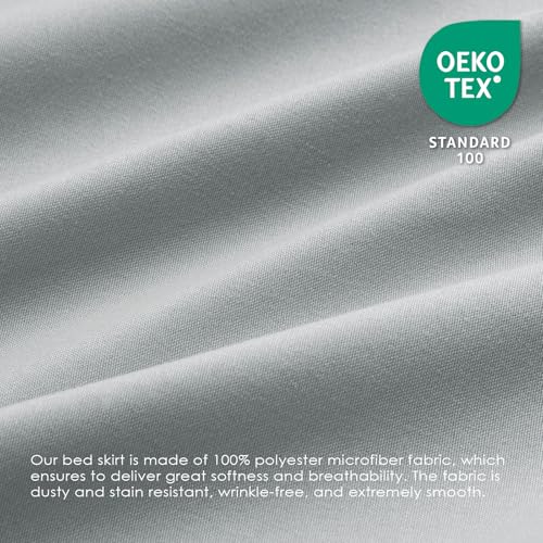 FreshCulture Queen Bed Skirt, Elastic Wrap Around Bed Skirt Queen Size, Bed Skirts for Adjustable Bed, Easy Fit with 22 Inch Drop Length, Hotel Quality Dust Ruffle for Queen Bed (Light Grey) by FreshCulture - Used condition - Image 6