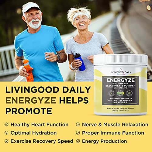 Livingood Daily Electrolytes Powder No Sugar - Keto Electrolytes Hydration Powder With Vitamin C, Taurine, D-Ribose & Fos - Sugar Free Electrolyte Drink Mix - 30 Servings, Lemon Lime #TOP3