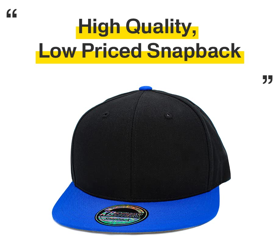 Image of KBETHOS Classic Snapback Hat Blank Cap Underbrim Cotton Wool Blend Flat Visor Adjustable Unisex