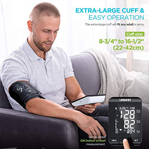 URBEST Blood Pressure Monitor - Accurate Digital bp Machine Large Upper Arm Blood Pressure Cuff with Large Backlit Display,2-Users 180 Memory Automatic High Blood Pressure Detector for Home - Thumbnail 4