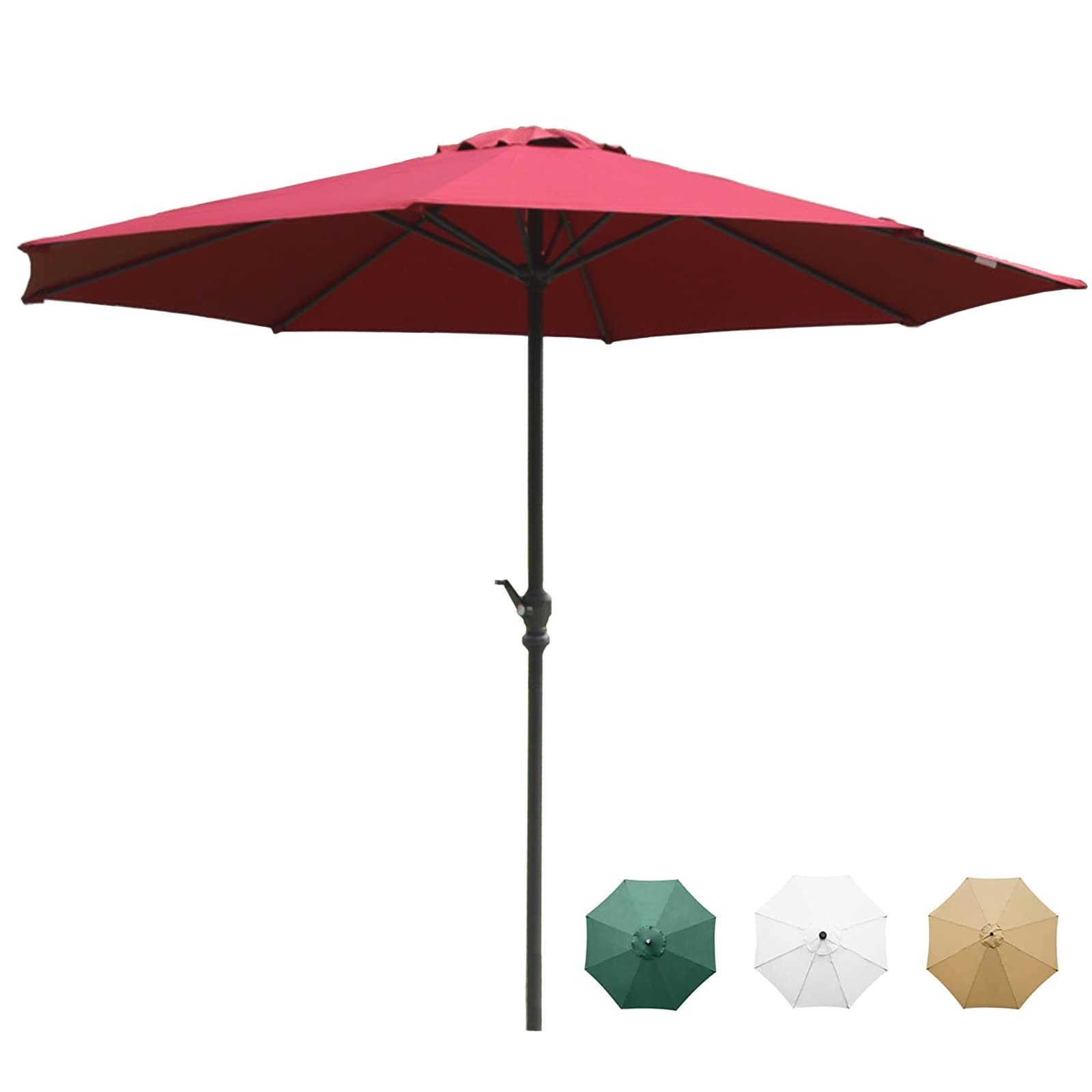 XJBTBA Gartenschirm, Sonnenschirm, Außensonnenschirm, 9 Fuß, 10 Fuß, Terrassenschirm, Marktgarten-Sonnenschirm mit Kurbelgriff, wasserdichtes Sonnenschutzdach, 8 Rippen, Außenschirm für Strand, Pool,