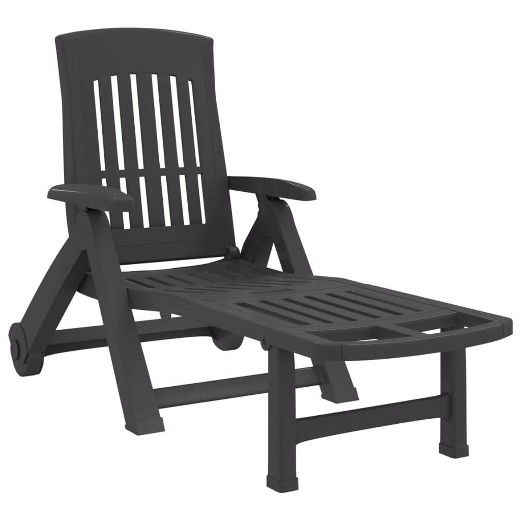 Outdoor Möbel Klappbar Sonnenliege mit Rollen Anthrazit PP Outdoor Sitzgelegenheit