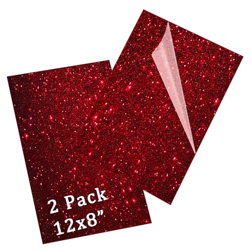 Image of Glitter Acrylic Sheets, Red, 12 inchx8 inch, 2 Pack, 1 /8 inch Thick | 3mm Cast Sparkly Sheets, For Laser Cutting, Engraving, Invitation Blanks, Signs & Festival Decorations