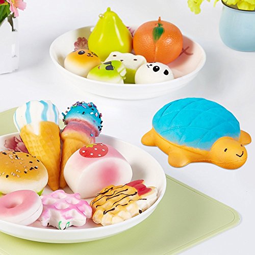 CloverTale 20 Pack Squishy Toy Jumbo Food Squishise Cat Hamburgers Cream Scented Slow Rising Squishies Charms, Kid Toy, Lovely Toy Stress Relief Toy Cell Phone Straps Key Chains Stress Relief toy - Thumbnail 2