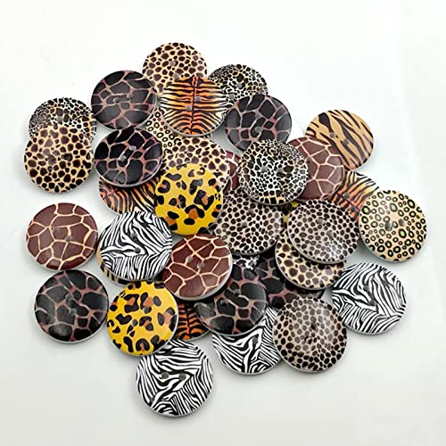 Bodhi2000 50 botones de costura redondos impresos de leopardo para coser tejer DIY Scrapbook accesorios 25mm Cover
