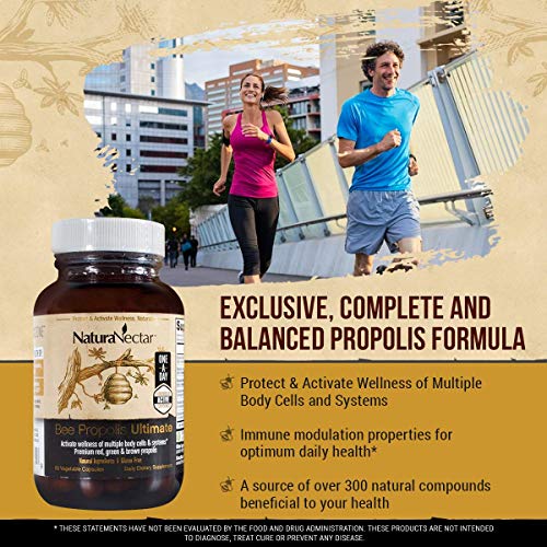 NaturaNectar Bee Propolis Ultimate - NSF Contents Certified - Complete Formula with Brazilian Red, Green & Brown Propolis - Gluten-Free - Ethanol-Free - Vegetable Capsules, 60 Count - Image 6