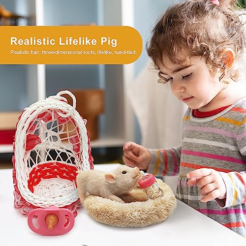 Muñeco cerdito de silicona realista de 12 cm miniatura 3