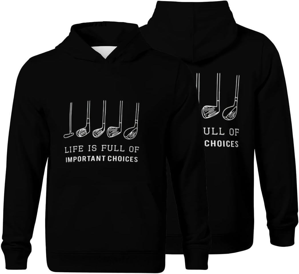 HEAPPER Kids Life Is Full Of Important Choice Golf Boys Girls Lightweight Kangaroo Pocket Fleece Hoodies