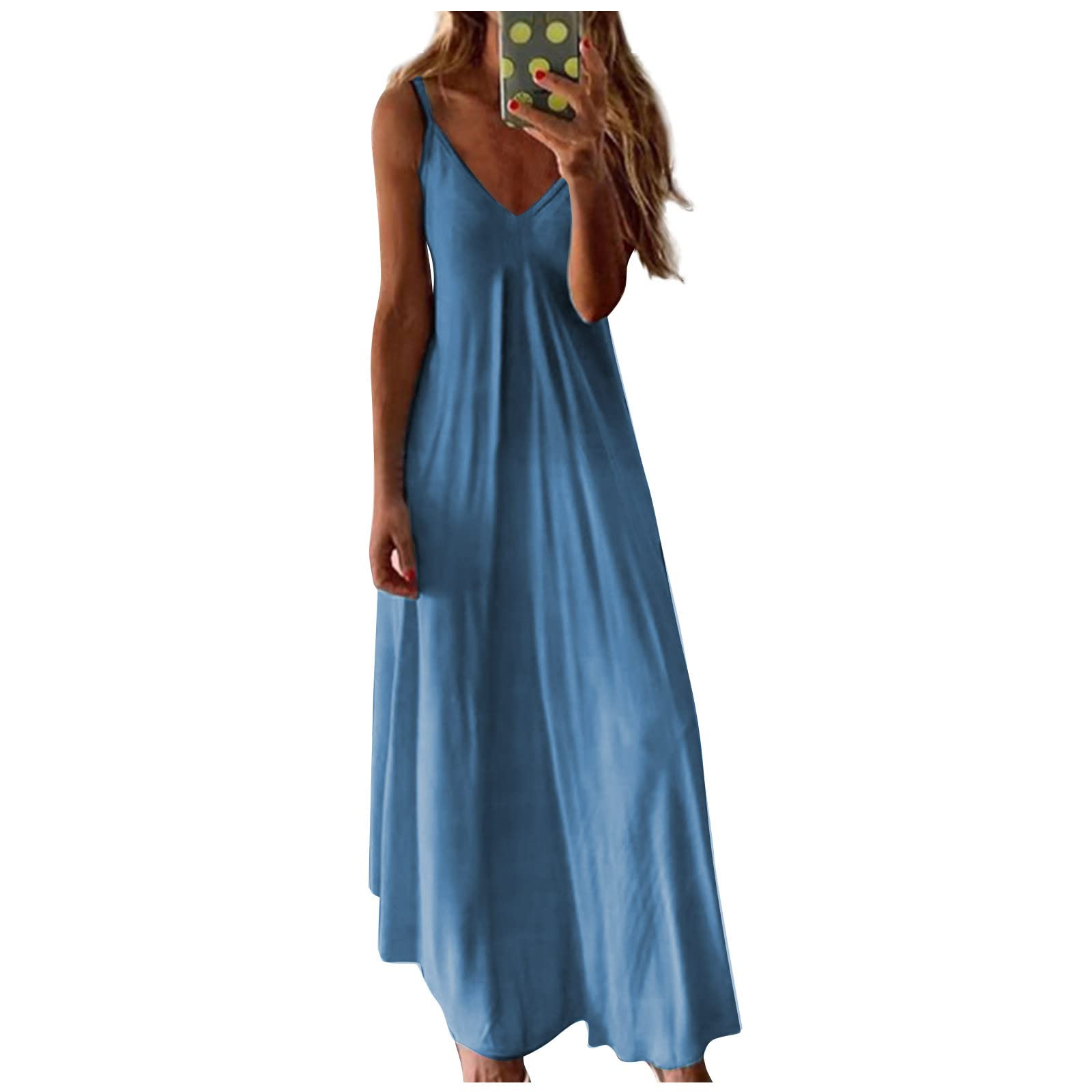 Women's Dresses 2023 Fashionable V-Neck Sexy A Version Long Dress Loose Strap Gradient Cocktail Dresses, S-5XL
