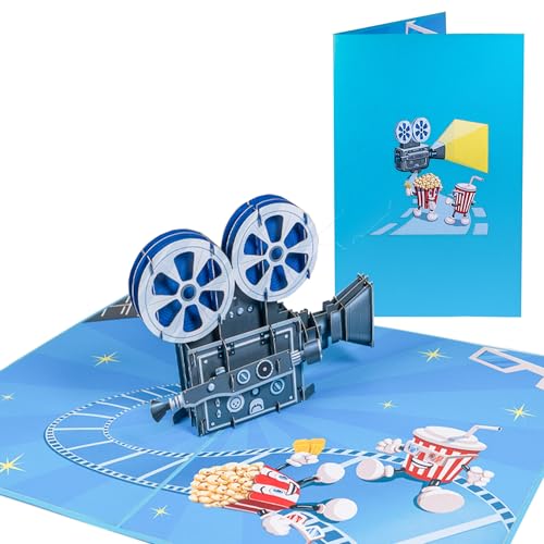 Sweetpopup Pop-Up Karte Filmkamera 3D Geburtstagskarte mit Gutschein Verpackung Perfekt für Kinogutschein Geldgeschenk & gemeinsame Filmabende - 065