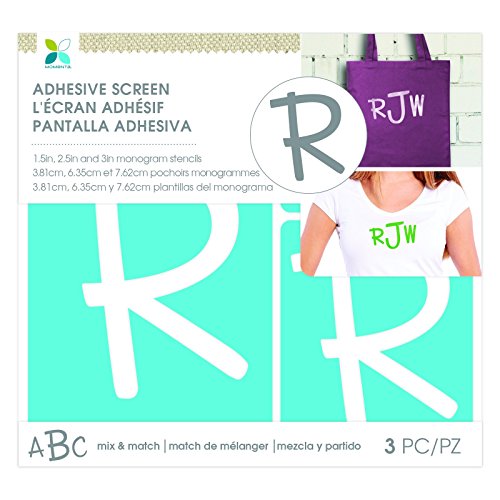 Momenta R Fun Font Monogram Screen Stencil, Blue