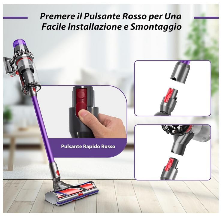 Franza Tubo Telescopico in Lega di Alluminio adattabile per Dyson V7 V8 V10 V11, Viola, con Pulsante Rapido di Sgancio, Facile Installazione e Smontaggio - 967477-06 - FDY0301