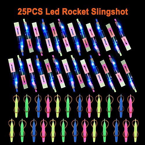 25 Stücke Fliegendes Spielzeug Party Set, Hubschrauber Fliegen Spielzeug, Led Licht Hubschrauber Fliegen Spielzeug, Schleuderspielzeug, Rakete Copters Licht, Bambus Libellen Leuchtspielzeug (25pcs)