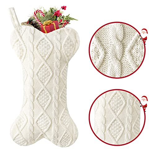 Malier-Dog-Christmas-Stocking-Knit-White-Christmas-Stocking-for-Dogs-Bone-Shape-Dog-Stocking-Christmas-Large-Pet-Stockings-Hanging-Dog-Christmas-Stocking-for-Dogs-Cats-Pets-White Malier Dog Christmas Stocking Knit White Christmas Stocking for Dogs Bone Shape Dog Stocking Christmas Large Pet Stockings Hanging Dog Christmas Stocking for Dogs Cats Pets White