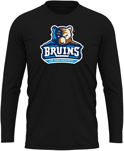 Camisa deportiva de manga larga oficial de la NCAA Collegiate para hombre, colección negra con logotipo primario