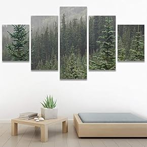 SIGNWIN 5 Panel Canvas Wall Art Greenlands for...