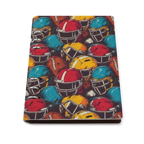 Carnet de voyage ligné A5 en cuir pour l'école avec motif casque de football
