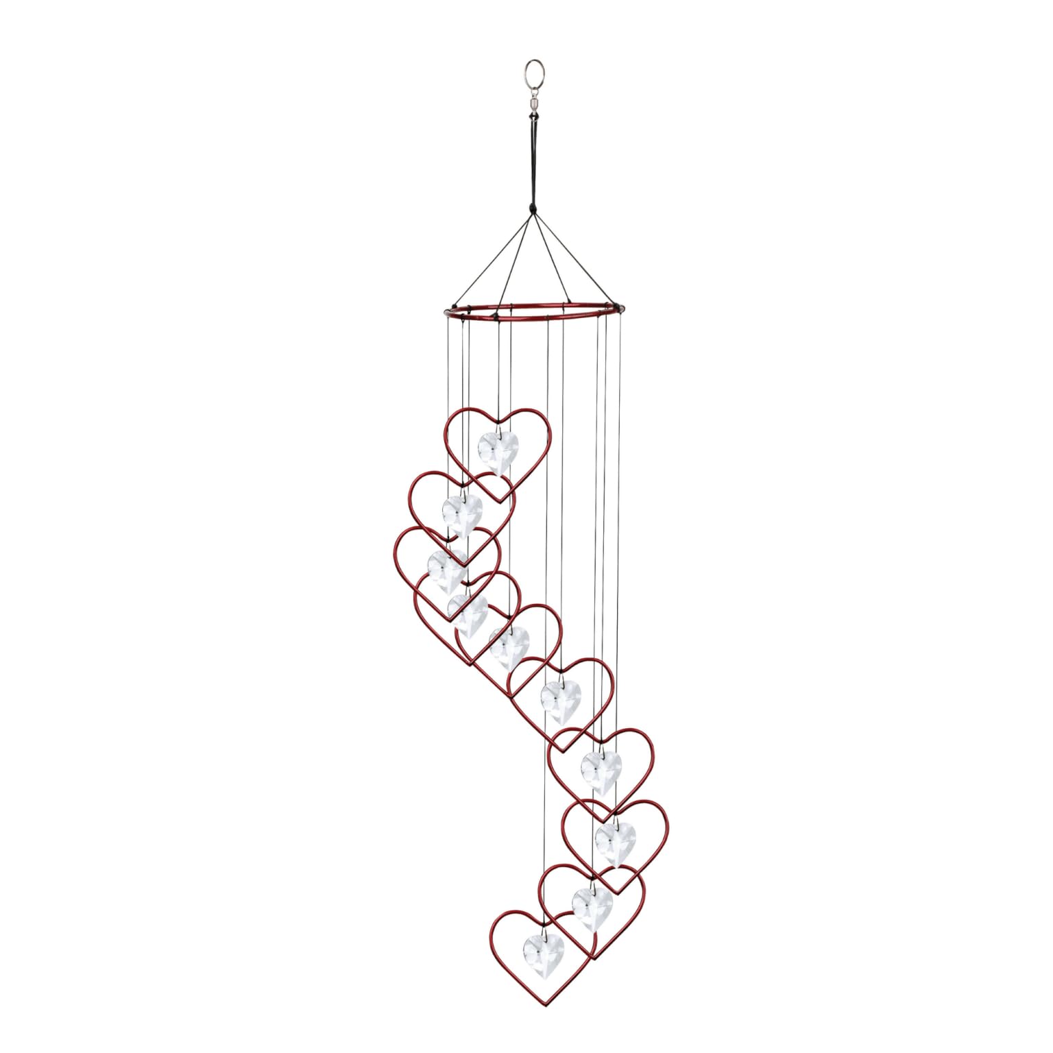 Windchimes Spiral Wind Chime, 36" Long, Red Crystal Heart