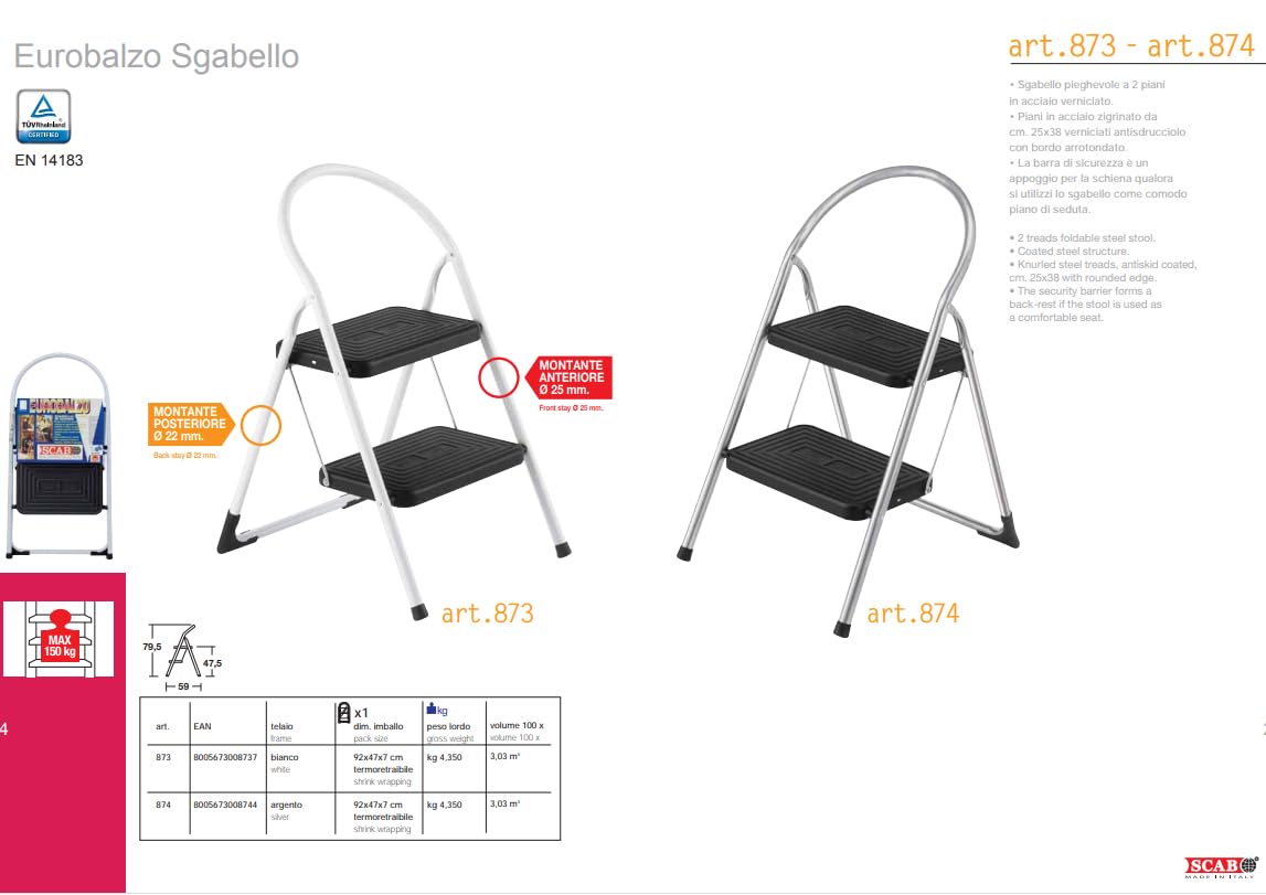 Scala Giardino SCAB 761 In Alluminio - 4 Gradini, Leggera E Resistente - Foto 2