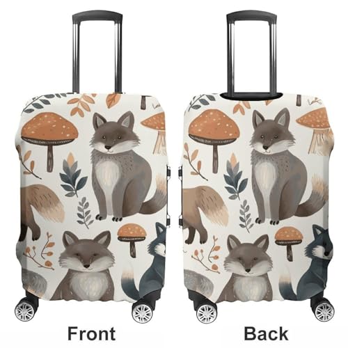 Woodland Raccoon Animals Printed Luggage Cover Protector, Fits 18-32 Inch Luggage3