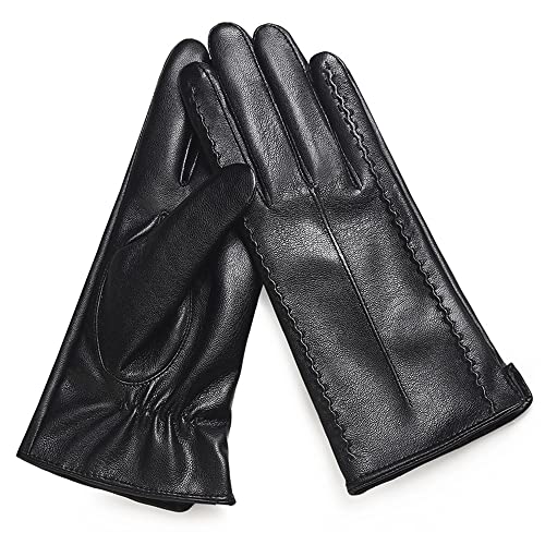 Guantes Cálidos De Cuero Negro De Invierno Para Mujer, Guantes Touch Screen Para Mujer, Guantes De Cuero Sintético Con Forro De Felpa, Manoplas Mujer Para Conducir Moto Ciclismo Invierno Deportes