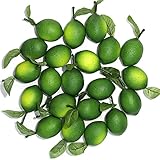 WangLaap 20Pcs Green Artificial Lemons Simulation Fruit Lifelike with Leaves Fake Lemon Limes for...