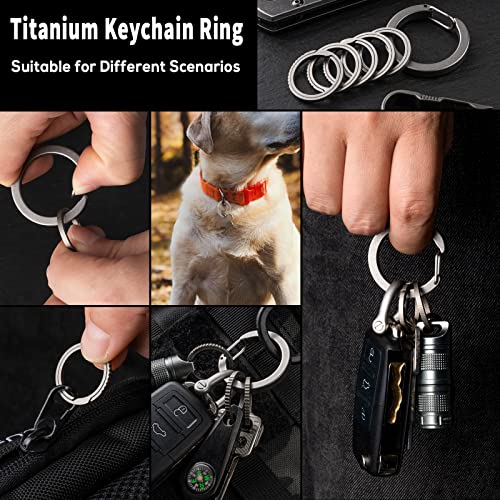 Image of TISUR Titanium Keychain Rings,Carabiner Dog Tag Key Chain Rings