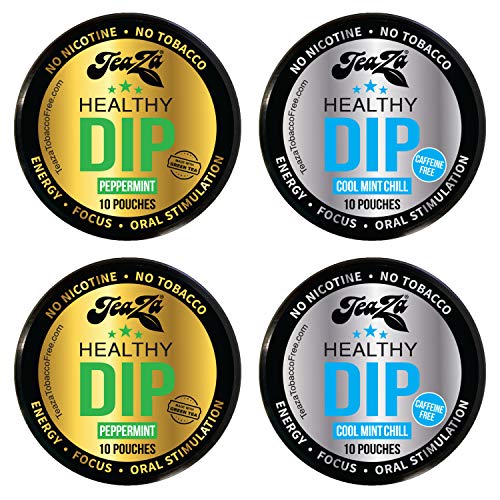 Teaza Herbal Energy Pouches, Minty Fresh Bundle Tobacco Alternative Nicotine Free, Smokeless Alternative Snuff Tobacco Free Healthy Dip - 2 Peppermint & 2 Cool Mint Chill (4 Pucks ) Teaza Herbal Energy Pouches, Minty Fresh Bundle Tobacco Alternative Nicotine Free, Smokeless Alternative Snuff Tobacco Free Healthy Dip - 2 Peppermint & 2 Cool Mint Chill (4 Pucks )