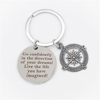 TRIXES Llavero – Go Confidently in The Direction of Your Dreams! | Regalo graduación inspirador, llavero con frase motivad...