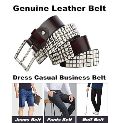 4 Rows Studded Belts Metal Punk Rock Rivet Waist Strap Grommet Threads Belt With Bright Metal Pyramid For Women Men4