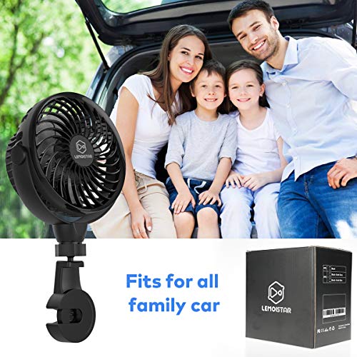 Lemoistar Battery Operated Usb Car Fan,Electric Cooling Fan With 4 Speed,360 Degree Rotatable Backseat Car Fan,5V Cooling Air Small Personal Fan For Car,Rear Seat Passenger Dog Etc(Hook) #TOP6