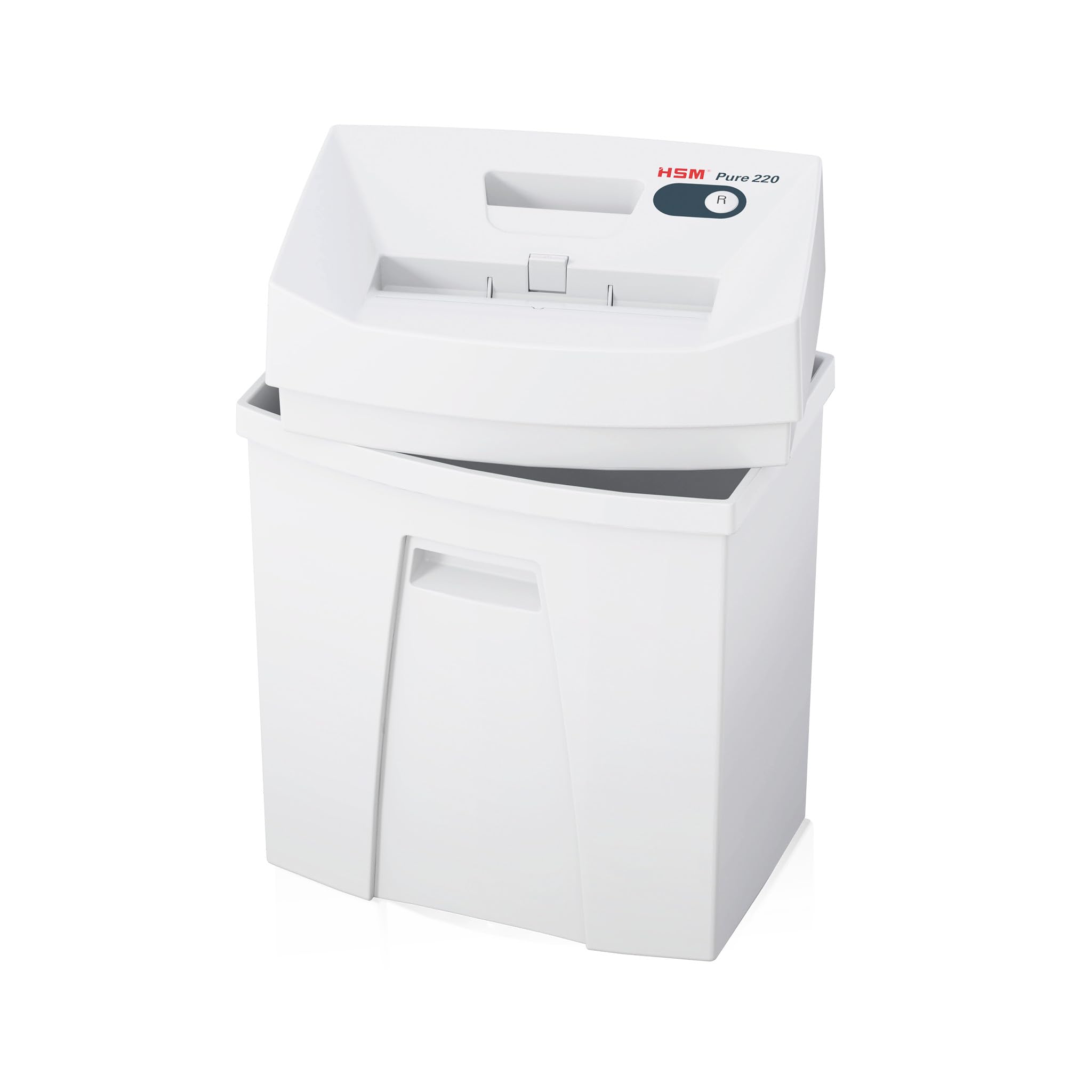 HSM Pure 220 Aktenvernichter I Partikelschnitt 4x25 mm I Sicherheitsstufe P-4 I Office Schredder für Papier, Kreditkarten, Heft- und Büroklammern I 25l Auffangbehälter I 7 Blatt I 5 J. Garantie