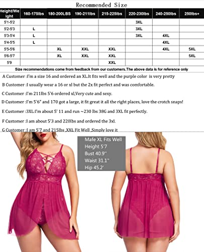 Image of Avidlove Plus Size Babydoll Womens Snap Crotch Lingerie V Neck Lace Nighty Sleepwear L-5XL