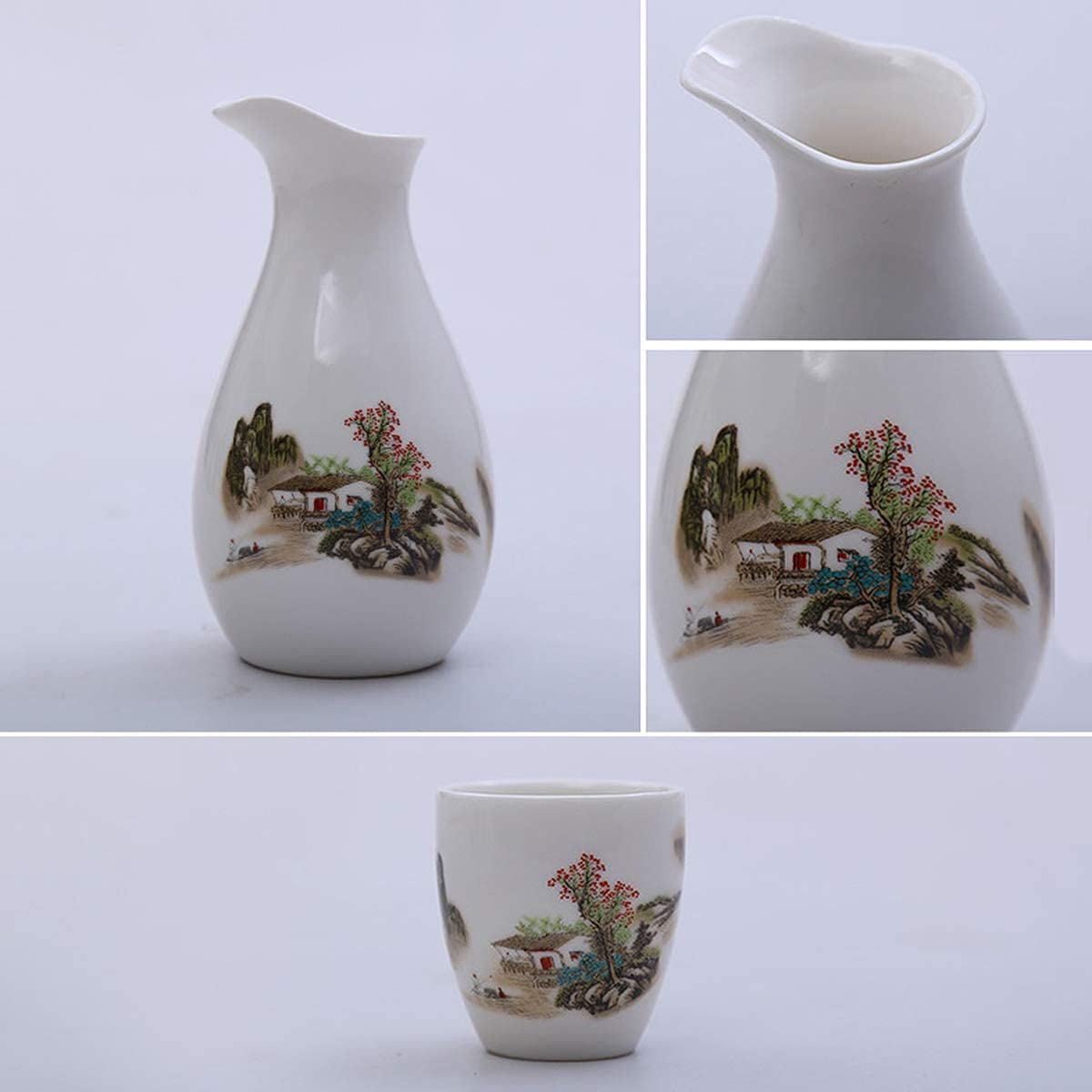 Il Set di sakè Giapponese Include 1 Bottiglia di sakè e 8 Tazze di sakè. Set di sakè in Ceramica da 9 Pezzi.