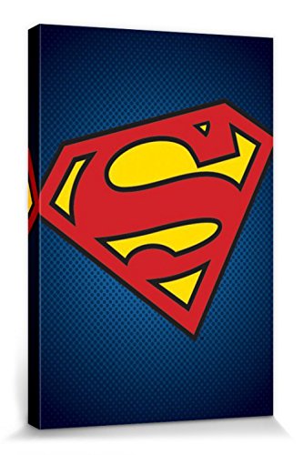 1art1 Superman Póster Impresión En Lienzo Superman Symbol, DC Comics Cuadro En Bastidor De Camilla...