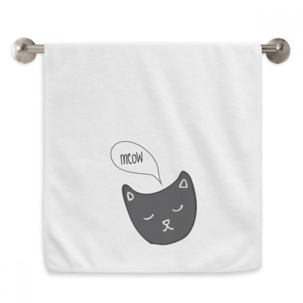 Serviettes de toilette moelleuses animal chat noir diadème drap de visage blanc