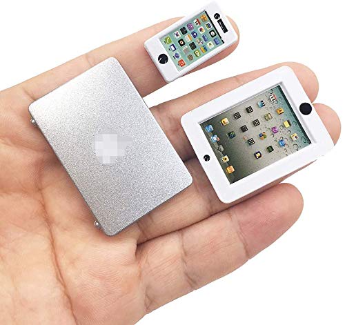 image for FYSMY 3 Pack Dollhouse Accessories - Mini Laptop Tablet and Smart Phon