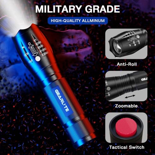 GEARLITE LED Taschenlampe Batteriebetrieben 2 Stücke, 2000 Lumen Taschenlampe LED Extrem Hell mit 5 Modi, IP65 Wasserdicht Taschenlampe Kinder für Camping, Wandern, Outdoor, Notfall – Bild 3