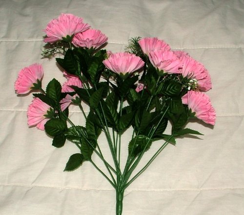 Beautiful Pink Artificial Carnation Bush with Gyp 18 Heads - Home Wedding Anniversary Grave