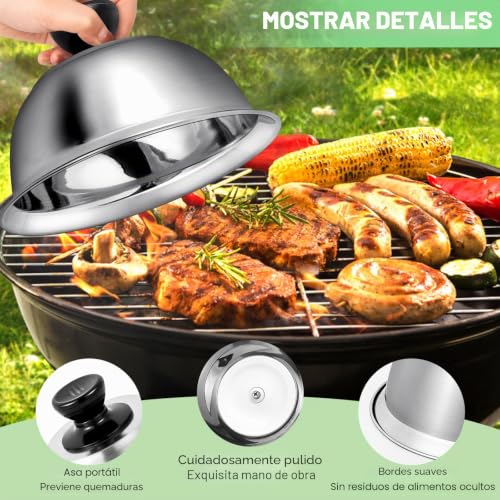 Miniatura 3 de Omtofo 2 Unidades De 16 X 6,6 Cm Campana Para Hamburguesas, Tapas De Acero Inoxidable Para Barbacoa, Cocina, Bistec, Barbacoa Y Teppanyaki, Apto Para Lavavajillas