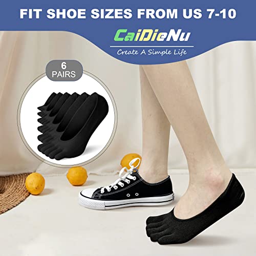 CaiDieNu No Show Toe Socks Women, Low Cut Five Fingers Cotton Running Athletic Invisible Boat Socks, 3/6 Pairs3