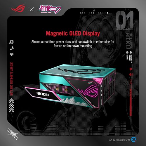 Image of ASUS ROG Thor 1200W Platinum III Hatsune Miku Edition (80 Plus Platinum Certified, ATX 3.1, GaN MOSFET, GPU-First Intelligent Voltage Stabilizer, Magnetic OLED Display, Turbo Mode, 10-Year Warranty)