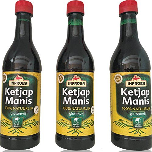 3 x Ketjap Manis zu je 500 ml süße indonesische Sojasauce - Premiumqualität - Glutenfrei - 100% natürlich