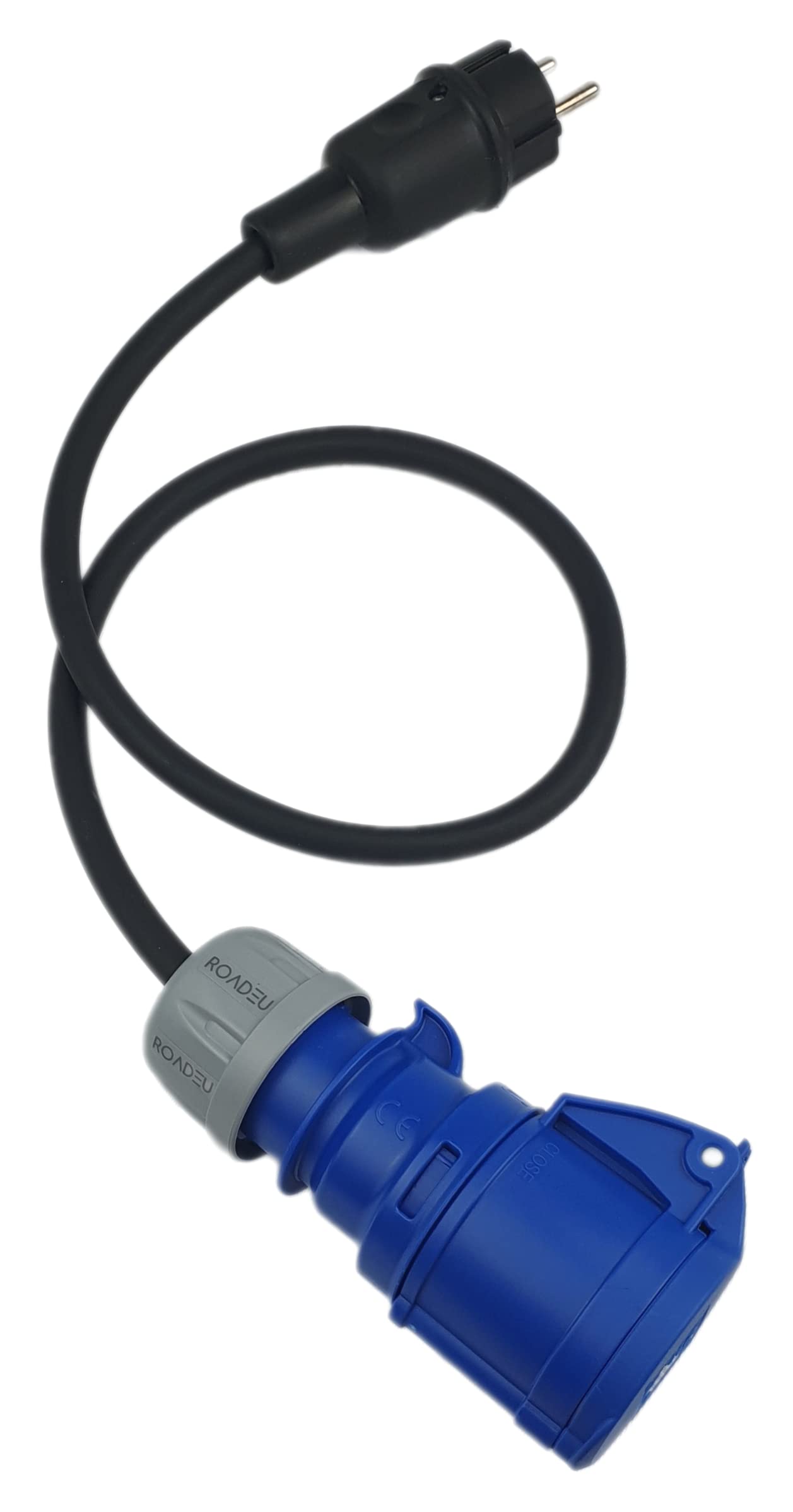 RoadEu - CEE Kupplung Adapter - CEE Adapter - Kupplung 16A 3P auf Schuko Stecker 230V - 3x2 5mm2 Kabel - Camping Zubehör - Starkstrom Verlängerungskabel 0,5 Meter