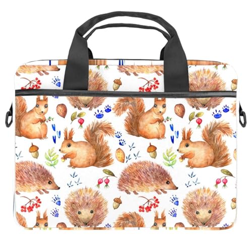 Maletín para portátil de 14 pulgadas con diseño de ardilla y hongo bolsa bandolera multicolor