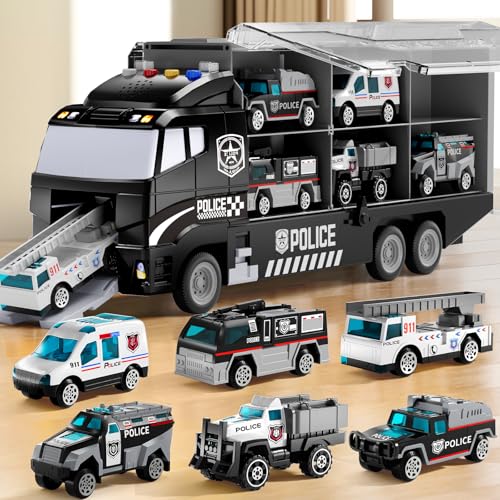 NIPLOOOW Police Truck Play Mat Set