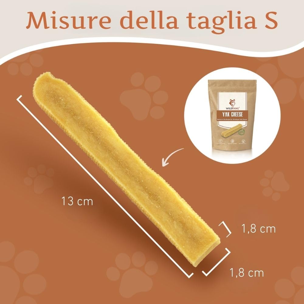 Wildfang Masticativi di formaggio di latte di yak dell'Himalaya per cani - Latte Yak Cane - Osso Latte di Yak Cane - Senza Additivi - Conservanti o Coloranti - Bastoncino da masticare - 3 x S