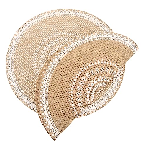 UPKOCH 2 Piezas Mantel De Algodón y Lino Montaña Rusa Manteles Individuales De Ratán Alfombrilla De Copa Redonda Manteles Redondos Esteras De Plantas Tetera Sabana De Algodon Yute