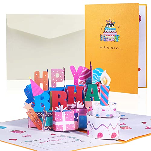Tarjeta de cumpleaños, tarjeta de cumpleaños con música y luz, tarjeta de cumpleaños pop up 3D, tarjeta de cumpleaños divertida para tus familiares, amigos y amantes Cover
